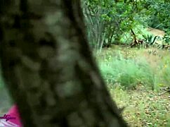 Petite Britt Blair catches Destiny 18+ Cruz masturbating in outdoor spot