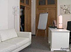 Tight brunette model takes deep anal cumshot on sofa in hot pov