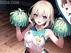 watch this hot anime cheerleader masturbate with transparent cloth?