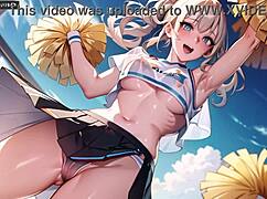 watch this hot anime cheerleader masturbate with transparent cloth?