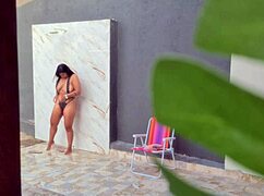 caught my sexy neighbor showering in the backyard after the beach