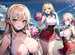 watch this hot anime cheerleader masturbate with transparent cloth?