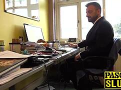 Misha mayfair, hot babe with big tits, gets spanked and fucked doggystyle roughly by pascal