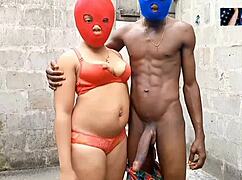 I caught my redhead stepmom sucking a stranger's huge black cock upstairs