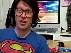 two lucky nerds get blown by an insatiable uk slut in stockings and lingerie