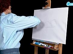 Big Tits Milf Ryan Keely Cosplays As Bob Ross And Gets Horny During Painting Tutorial