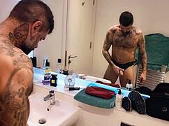 Dirty gay horny in bathroom shower