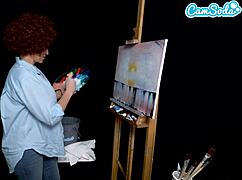 Big Tits Milf Ryan Keely Cosplays As Bob Ross And Gets Horny During Painting Tutorial