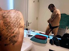 Dirty gay horny in bathroom shower