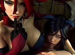 League of Legends Miss Fortune and Ahri Cosplay in Uncensored AI-Generated Hentai