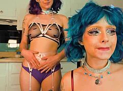 Lesbians having fun with the wand