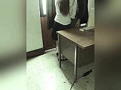 Mexican schoolgirl caught on camera banging teacher in office for better grades.