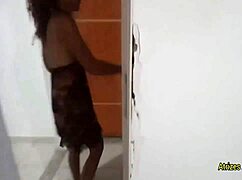 marido gives wife a big black gift for anniversary