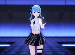 Mmd R-18 Suisei by Kiido shows wild anime striptease with clothes ripped off.