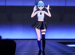 Mmd R-18 Suisei by Kiido shows wild anime striptease with clothes ripped off.