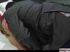 Is the sexy babe getting rammed by the stripper?