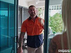 Muscle Barbie Demonstrates Strength in Fitness Display.