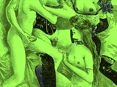 Vintage Erotic Illustration of Cartoon Anime Hentai