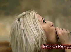 amateur ebony dominates bound blonde in rough blowjob session