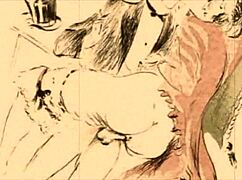 Vintage Erotic Illustration of Cartoon Anime Hentai