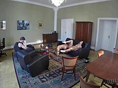 boy watches his slutty czech girl earn money with bent over doggystyle