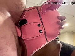 Black masked amateur performs submissive acts in interracial fetish scene