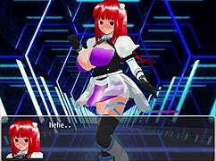 In this scene, the girl hero battles the monster lord