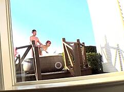 Japanese babe gives creampie to old man