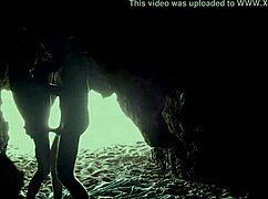 Hidden couple gets naughty inside beach cave today