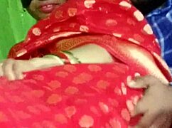 sexy indian bhabi in red saree gets hard pounding with moans