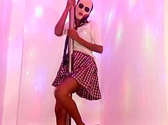i see skinny brunette student bribing teacher with pole dance