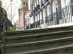 beautiful slut exposes herself in london streets, pissing and masturbating openly.