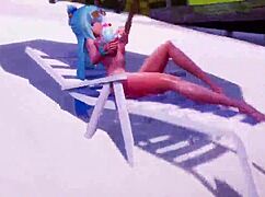 In Konosuba, characters indulge in hentai sex scenes wearing bikinis