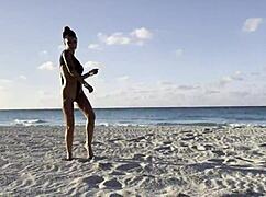 Monika fox solo masturbates with squirt and prolapse on beach!