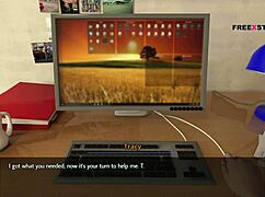 alex shakes hard dick watching landlady’s nude yoga poses in 3d cartoon