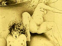 Vintage erotic illustration from retro cartoon styles