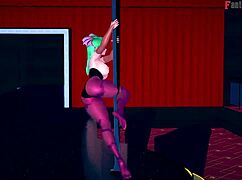 Morrigan performs table dance in sheer halloween outfit