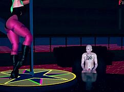 Morrigan performs table dance in sheer halloween outfit