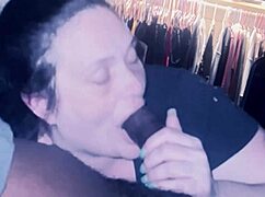 brunette gives monster gumjob to big black cock for fetish cumshot