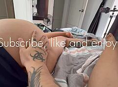 woke up my roomie for morning sex, bbw amateur couple riding big ass in homemade close up