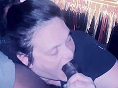 brunette gives monster gumjob to big black cock for fetish cumshot