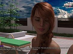 In the pool, Mark asks, Want to play games with me and my stepsister?