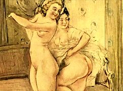 Vintage erotic cartoon drawings captivate viewers