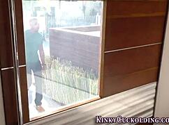 Watch the cuckold domina get humiliated in heels while giving blowjob before getting creampied by monster cock!