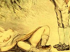 Vintage erotic cartoon drawings captivate viewers