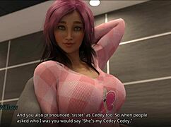 Three girls try to knock John off his feet.