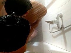 i'm in the shower getting a blowjob and doggystyle with big cock, recorded from ceiling