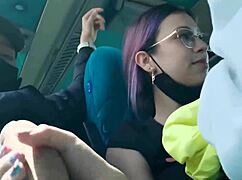 Blowjob and Fucking with Creampie in Public Bus