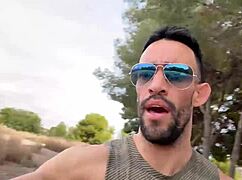 Watch that big cock stud jerk off on the public trail?