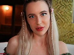 Stepsister, what are you doing in my bathroom? Go away or I'll fuck you.